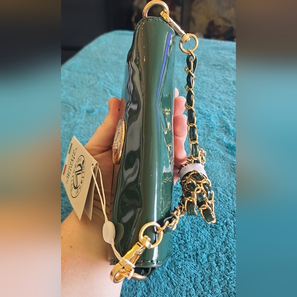 Buy Valentino Orlandi Green Top Handle Patent Vegan Leather  Valentino Orlandi Green Crossbody Bag with Gold Accents